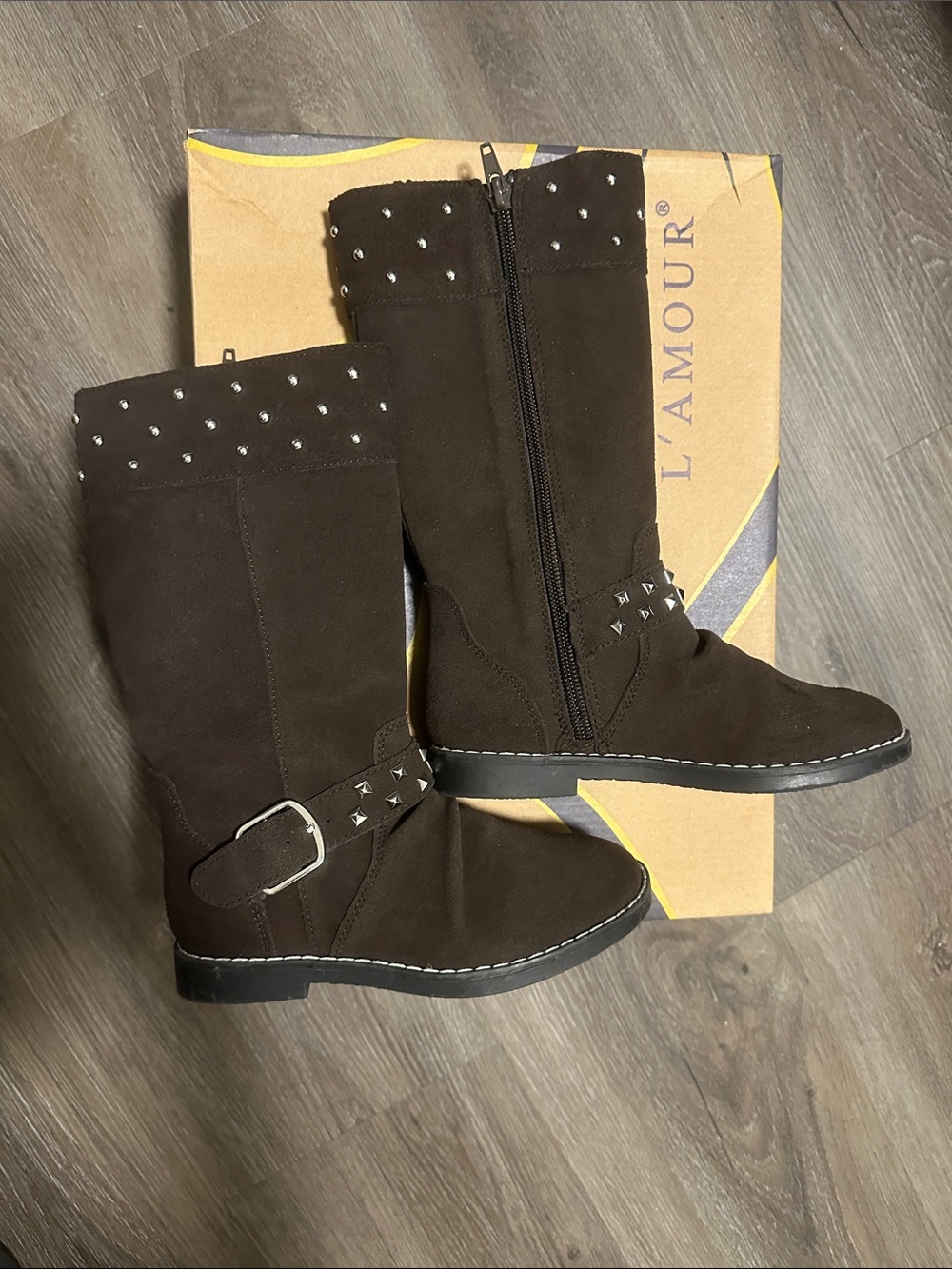 L'Amour Dark Brown Girls Boots size 11